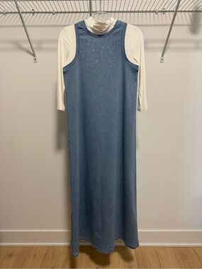 Elements Teen/Womens Chambray Denim Blue Midi Maxi Dress Size 18